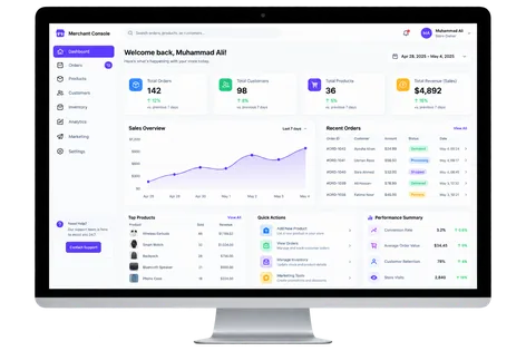 Merchant console dashboard built by NexoraTech