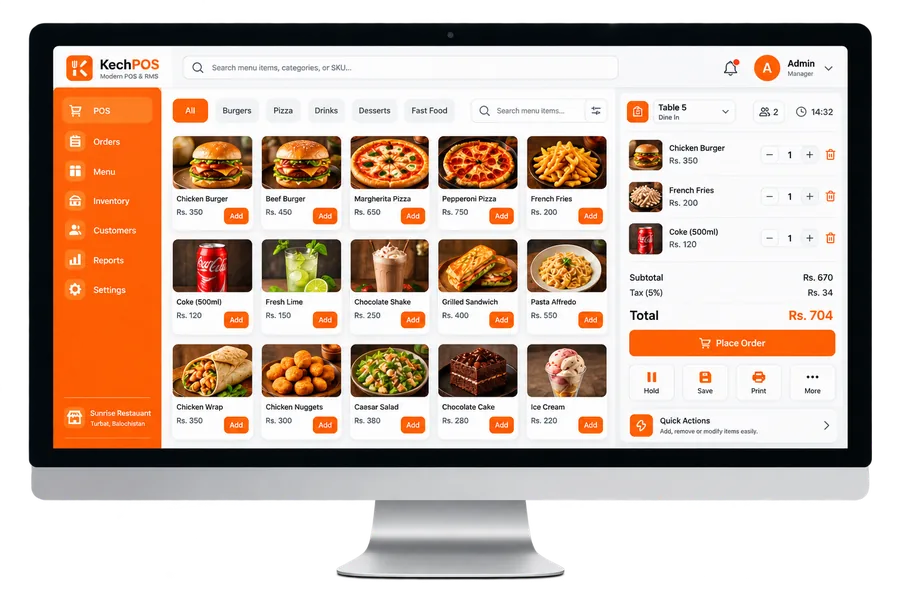 Modern POS and RMS system built by NexoraTech